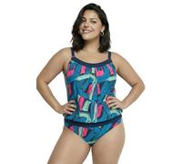 Ulla Popken Tankini con Fantasia a pennellate, Coppe morbide e Orlo Elastico Blu Scuro 46+ 846913750-46+