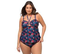 Ulla Popken Tankini Flower Points, Riciclato Set, Blu Marino, 52 Donna
