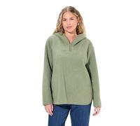 Ulla Popken Teddypullover, Plüsch, Kapuze, Langarm Pullover, Verde, 64 Donna