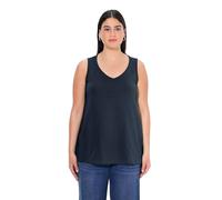 Ulla Popken Top con Scollo a V, Classico, Puro Cotone T-Shirt, Space, 52 Plus Donna