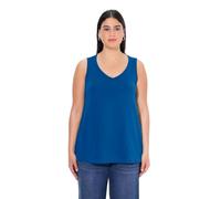 Ulla Popken Top da Donna con Scollo a V, Maglietta Classica, Blu Cobalto, 50-52
