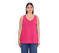 Ulla Popken Top, V-Ausschnitt, Classic, Ärmellos Maglietta, Rosa Magenta, 52/54 IT Donna