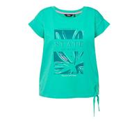 Ulla Popken, Da Donna, Taglie Grandi, Top Corto da Legare con Stampa, Oversize, Verde Turchese, 56/58 IT