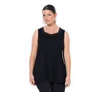 Ulla Popken Top dal Taglio Svasato e Smanicato in Cotone Pima con Scollo a Cuore Nero 42+ 839990100-42+