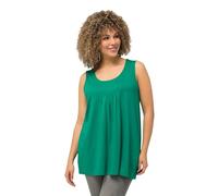 Ulla Popken Top, Zierfalten, A-Linie, Rundhals, Ärmellos, Modal, T-Shirt Donna, Smaragd,