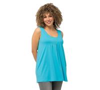 Ulla Popken Top, Zierfalten, A-Linie, Rundhals, Ärmellos, Modal, T-Shirt Donna, Tiefes Aqua,