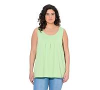 Ulla Popken Top dal Taglio Svasato e Smanicato in Modal con Pieghe Decorative e Scollo Rotondo Verde 54+ 796470418-54+