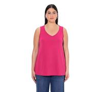 Ulla Popken Top da Donna, Scollo a V, Classico, Senza Maniche, Rosa Magenta, 56/58 IT