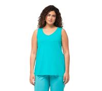 Ulla Popken Top Smanicato dalla vestibilità Classica con Scollo a V Turchese Scuro 46+ 724584730-46+