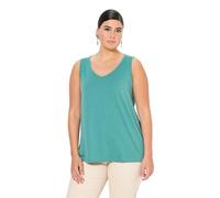 Ulla Popken Top da Donna con Scollo a V, Maglietta Classica, Classico Verde Chiaro, 60/62 IT