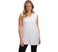 Ulla Popken Top Basic a V Maglietta, Bianco Neve, 52-54 Donna