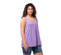 Ulla Popken Top, Zierfalten, A-Linie, Rundhals, Ärmellos, Modal Pieghe Girocollo, Lilla Blu, 56/58 Donna