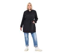 Ulla Popken Trench, Linea A, Colletto Camicia, Cintura Cappotto Thrench, Nero, 52-54 Donna