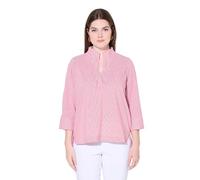Ulla Popken Tunica a Righe con Scollo Montante, Retro più Lungo e Maniche a 3/4 Rosa 46+ 836695803-46+