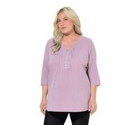 Ulla Popken Tunica con Increspatura a Bolle, Scollo a Cuore, nervature e Maniche a 3/4 Rosso Borgogna 42+ 797456820-42+