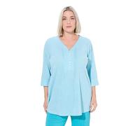 Ulla Popken Bubble-Tunika, Herzausschnitt, Biesen, 3/4-arm Tunica, Acqua Profonda, 48/50 Donna