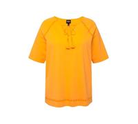 Ulla Popken Tunica in Jersey con Ricami, Scollo a Tunica e Mezze Maniche Arancione Chiaro 50+ 828124645-50+