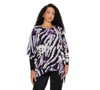 Ulla Popken Tunika, Doppellagig, Oversized, Rundhals, 3/4-arm Camicetta Lunga, Nero, 58-60 Donna