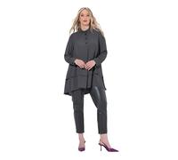 Ulla Popken Tunika, Lagenoptik, A-Linie, Stehkragen, Langarm Camicette, Grigio Cachi, 52/54 IT Donna