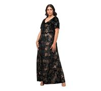 Ulla Popken Vestito da Sera in Velluto con FoilPrint Abiti, Nero, 56-58 Donna