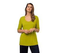Ulla Popken, Vorne Doppellagig, V-Ausschnitt, Halbarm T-Shirt Anteriore Doppio Strato, Scollo a V, Mezza Manica, Verde, 48/50 IT Donna