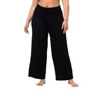 Ulla Popken, Weites Bein, Breiter Elastikbund Pantaloni Marlenehose, Gamba Larga, Ampia Fascia Elastica, Nero, 58/60 IT Donna