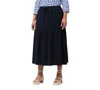 Ulla Popken Womenswear Plus Size Curvy Elastico in Vita Balza Pannello Gonna Jersey 829068, Marina., 20-52