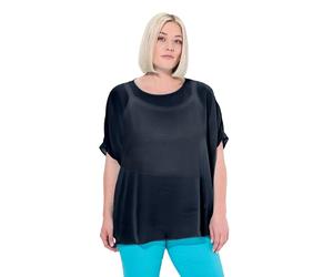 Ulla Popken Womenswear Plus Size Curvy Sheer Chiffon Blusa 825815, Blu Navy, 64 IT/70 IT