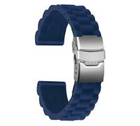 ULLCHRO Bracelet Montre Haute Qualité Remplacer Silicone Bracelet Montre Link Pattern - 16mm, 18mm, 20mm, 22mm, 24mm Caoutchouc Montre Bracelet avec Boucle Déployante Acier inoxydable (18mm, blu)