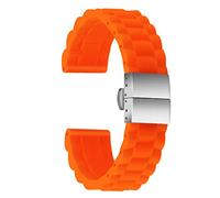 ULLCHRO Bracelet Montre Haute Qualité Remplacer Silicone Bracelet Montre Link Pattern - 16mm, 18mm, 20mm, 22mm, 24mm Caoutchouc Montre Bracelet Boucle Déployante Acier inoxydable (20mm, arancione)