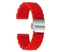 ULLCHRO Bracelet Montre Haute Qualité Remplacer Silicone Bracelet Montre Link Pattern - 16mm, 18mm, 20mm, 22mm, 24mm Caoutchouc Montre Bracelet avec Boucle Déployante Acier inoxydable (20mm, rosso)