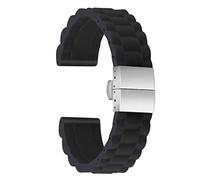 ULLCHRO Bracelet Montre Haute Qualité Remplacer Silicone Bracelet Montre Link Pattern - 16mm, 18mm, 20mm, 22mm, 24mm Caoutchouc Montre Bracelet avec Boucle Déployante Acier inoxydable (24mm, nero)