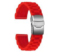 ULLCHRO Bracelet Montre Haute Qualité Remplacer Silicone Bracelet Montre Link Pattern - 16mm, 18mm, 20mm, 22mm, 24mm Caoutchouc Montre Bracelet avec Boucle Déployante Acier inoxydable (22mm, rosso)