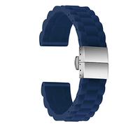 ULLCHRO Bracelet Montre Haute Qualité Remplacer Silicone Bracelet Montre Link Pattern - 16mm, 18mm, 20mm, 22mm, 24mm Caoutchouc Montre Bracelet avec Boucle Déployante Acier inoxydable (20mm, blu)