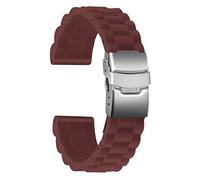 ULLCHRO Bracelet Montre Haute Qualité Remplacer Silicone Bracelet Montre Link Pattern - 16mm, 18mm, 20mm, 22mm, 24mm Caoutchouc Montre Bracelet avec Boucle Déployante Acier inoxydable (24mm, marrone)