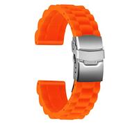 ULLCHRO Bracelet Montre Haute Qualité Remplacer Silicone Bracelet Montre Link Pattern - 16mm, 18mm, 20mm, 22mm, 24mm Caoutchouc Montre Bracelet Boucle Déployante Acier inoxydable (16mm, arancione)