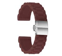 ULLCHRO Bracelet Montre Haute Qualité Remplacer Silicone Bracelet Montre Link Pattern - 16mm, 18mm, 20mm, 22mm, 24mm Caoutchouc Montre Bracelet avec Boucle Déployante Acier inoxydable (20mm, marrone)
