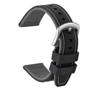 ULLCHRO Cinturini Orologi Impermeabile Orologi Bracciale in Caucciù Bicolori - 20, 22, 24, 26mm Gomma Cinturino Orologio Fibbia Dell'acciaio Inossidabile Spazzolato Argento (26mm, Nero e Grigio)