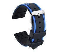ULLCHRO Cinturini Orologi Impermeabile Orologi Bracciale in Caucciù Bicolori - 20, 22, 24mm Gomma Cinturino Orologio Fibbia Dell'acciaio Inossidabile Spazzolato (20mm, nero e blu)