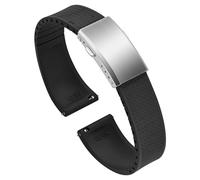 ULLCHRO Cinturino Orologio 20mm 22mm in Gomma Fluorurata FKM a Sgancio Rapido, Cinturini di Ricambio Morbidi e Durevoli, Cinturino Sportivo in Gomma Fluoro per Orologio Uomo (18mm, Nero)