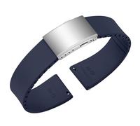 ULLCHRO Cinturino Orologio Gomma Fluorurata, Cut to Size, Argento FibbiaDeployante, Sgancio Rapido, FKM Gomma Cinturini di Ricambio per Uomo Donne, 18mm 19mm 20mm 21mm 22mm (20mm, Blu Navy)