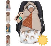 ULLENBOOM ® Copertina avvolgente estiva per neonati Arcobaleno (Made in EU) - Coperta per ovetto e carrozzina, compatibile con seggiolino per auto Maxi Cosi ®, ideale per 0-9 mesi