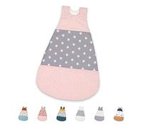 ULLENBOOM Sacco nanna estivo e invernale anallergico | Coperta sacco neonato in cotone | 0-4 mesi/Taglie 56/62 | ROSA, GRIGIO