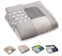 ULLENBOOM Tappeto Gioco Neonato 100x100 cm, 100% Materiali OEKO-TEX, Made in UE - Ideale come Coperta per Bambini e Tappeto Gioco Bambini - Elefanti grigi