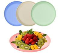 Ulluthu 4 Pezzi Vassoio Gastro, Vassoio Alimenti in plastica Vassoi Gastro Riutilizzabile 32cm Diametro Vassoio da Portata Rotondo vassoi rotond per Frutta Caffè Pane(Verde chiaro, cachi, blu, rosa)