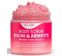 ulluxe Scrub per zona bikini con 10% di Aha, Bha e vitamina C. Scrub corpo per peli incarniti, brufoli su ascelle e macchie scure Idrata, illumina, calma e uniforma