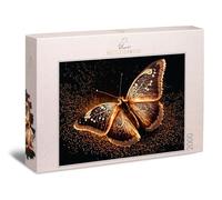 Ulmer Puzzleschmiede - Elegante puzzle da 2000 pezzi "abito da sera" - Puzzle a farfalla in oro e nero con raffinata lucentezza - La farfalla come suggestivo puzzle con animali