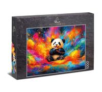 Ulmer Puzzleschmiede - Puzzle 1000 pezzi "The Dreaming Panda" - Nuvole di colore spruzzano intorno al bambino che ride - Un sogno di giocare - Qualità Made in Germany