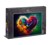 Ulmer Puzzleschmiede - Puzzle a forma di cuore Colors of Love - Illustrazione a forma di cuore ricca di colori come puzzle da 2000 pezzi - Sgargiante motivo puzzle della collezione Colori & Fantasy