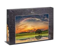 Ulmer Puzzleschmiede - Puzzle "bavaria" - Puzzle classico da 1000 pezzi con motivo a casa - Vita di campagna con alba in un luogo sconosciuto in Baviera - Qualità Puzzle Premium Made in Germany